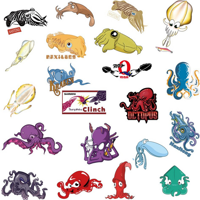 두족류 21종 낚시스티커, 1개