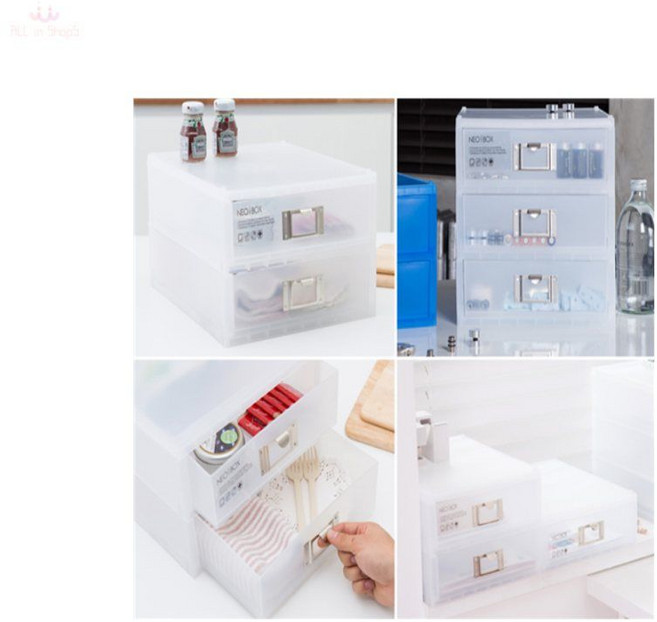 2단 서랍형 PP 수납함 대형 공간활용 정리 소품정리, 화이트, 2개