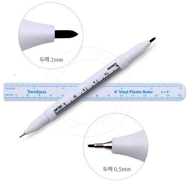 반영구 마커펜 듀얼(줄자포함) 눈썹 디자인펜슬, 1개