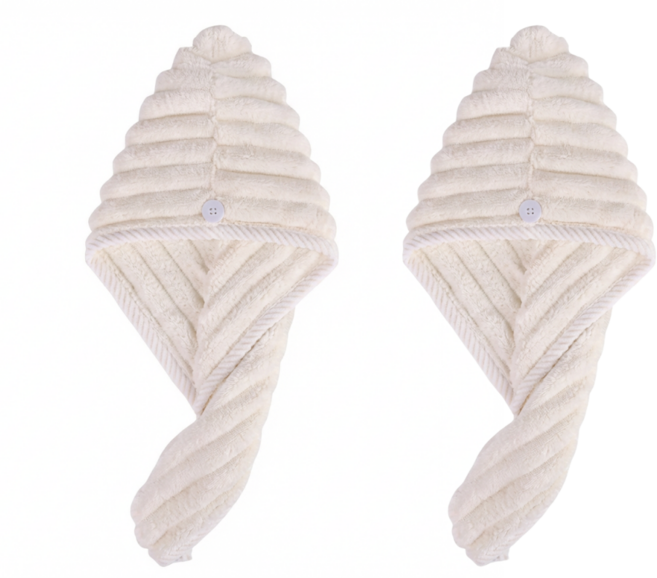 [1+1] 초강력 수분 흡수 헤어 건조 타월 2P, 2개, 아이보리