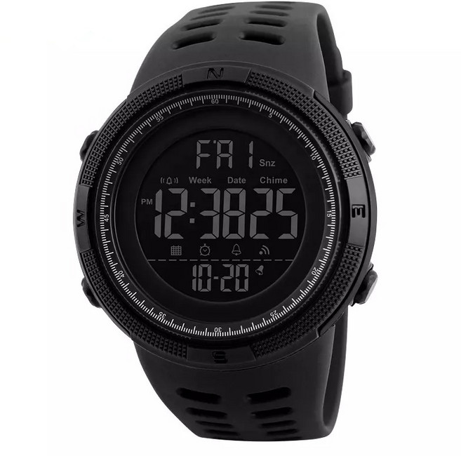 SKM 대만IC칩셋 일본배터리 블랙 스포츠 전자 블랙 우레탄 손목시계