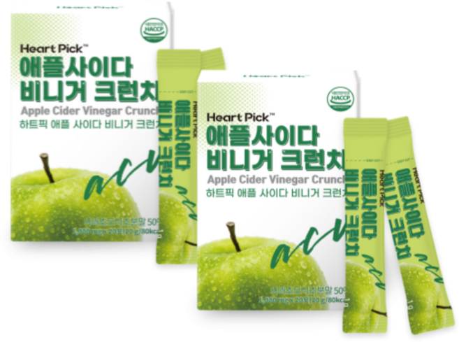 애사비 캔디 젤리 애플 사이다 비니거 스틱 정 크리스피 구미 쏘베스트, 2개, 20g