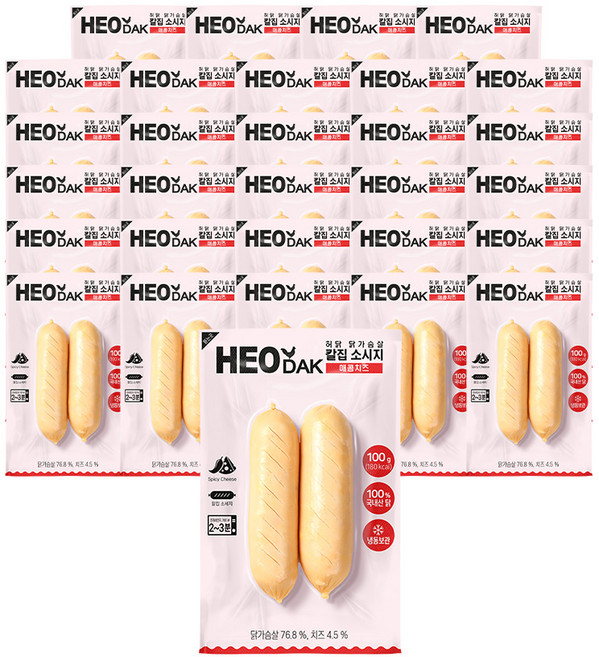 허닭 닭가슴살 소시지 칼집소시지 (그릴후랑크) 매콤치즈, 30개, 100g