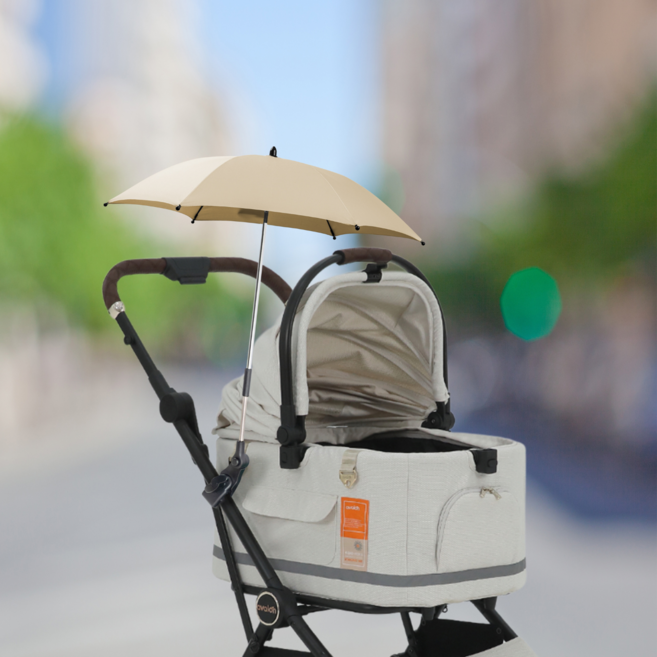 캐리언 프리미엄 유모차 햇빛가리개 우산 각도조절 강아지 유모차파라솔 웨건 차양막 양산, 베이지, 1개