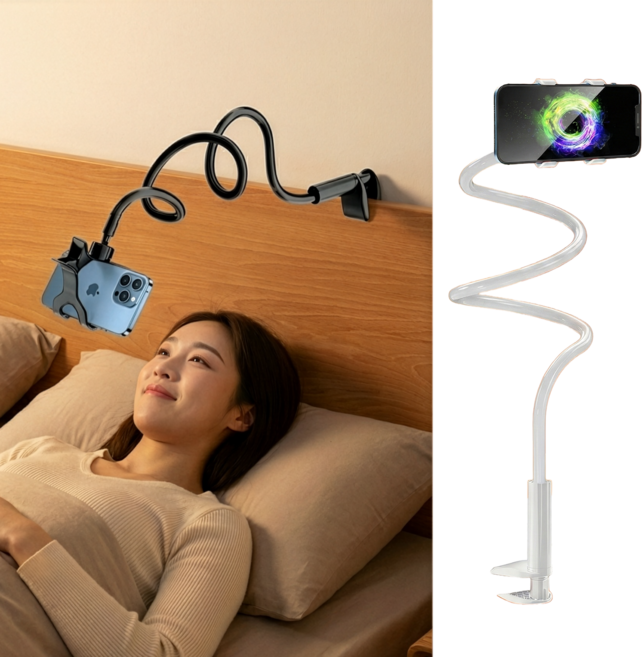 세틸라 강력고정 합금 스마트폰 거치대 자바라, 화이트, 1개