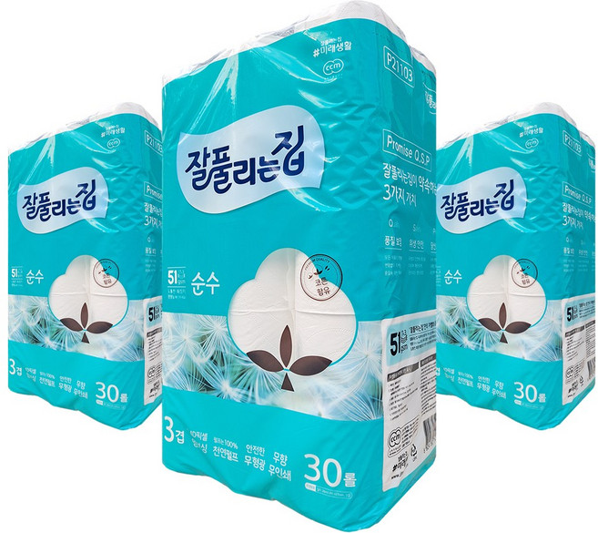 케이에이치커머스 잘풀리는집 순수 3겹, 28m, 30롤, 3개
