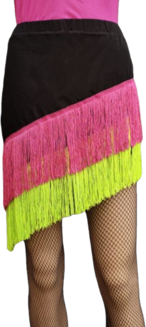 라틴 라인 댄스복 라틴 댄스 스커트연습 의류 여성 성인 스커트 술 스커트 하의 경쟁 댄스 공연 의류, M 로즈 레드 + 형광 그린 오블리크 스커트, 로즈 레드 + 형광 그린 오블리크 스커트