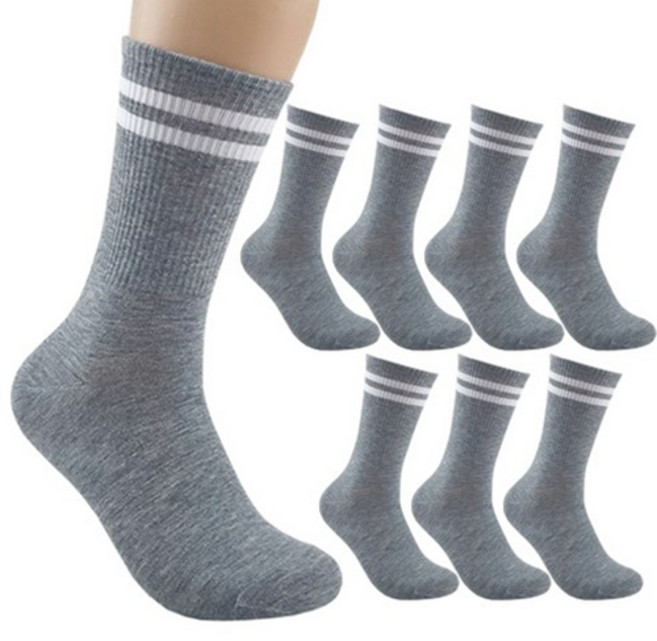 더베이직 남성용 국산 쫀쫀한 목이 긴 두줄 스포츠 장목 양말