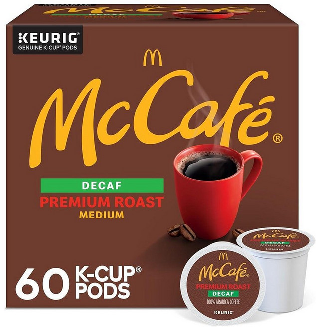 McCafé 프리미엄 로스트 디카페인 큐리그 싱글 서브 K컵 포드 미디엄 커피 160212, 10 Count (Pack of 6)