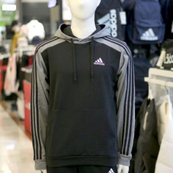 아디다스 세이브존03 남성 3선 스트라이프 멜란지 후드 티셔츠 AGHL1976A