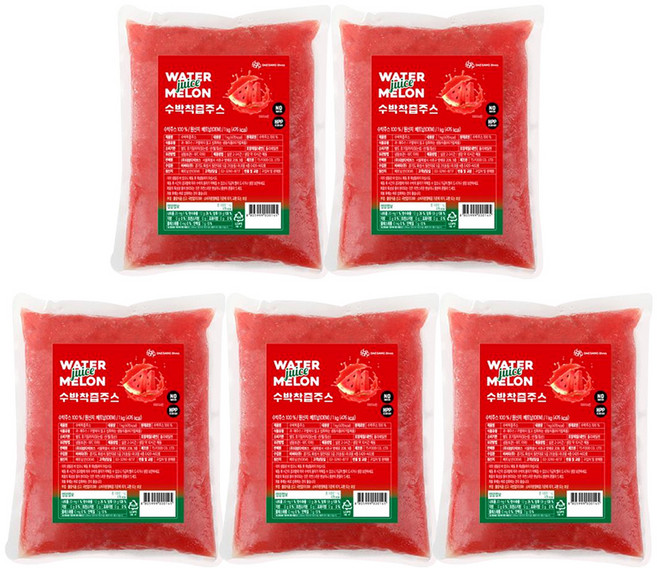 대상다이브스 냉동 수박주스 1kg (카페 땡모반), 5개