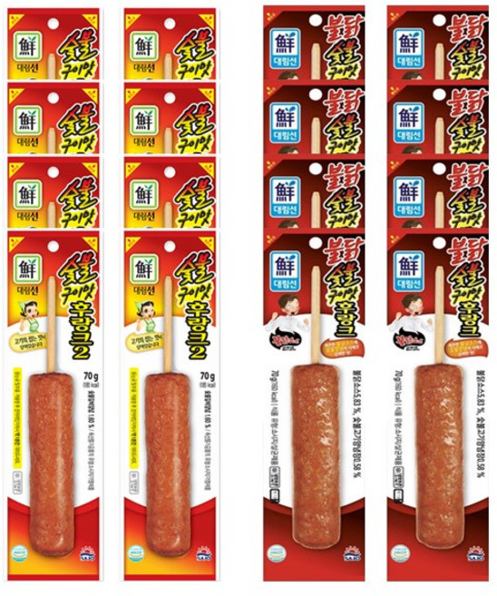 편의점 핫바 소세지 대림 숯불구이맛후랑크 7개+불닭 숯불구이맛후랑크 7개, 70g, 14개