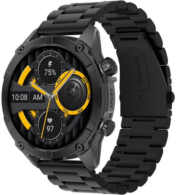 와피크 아웃도어 블루투스 스마트워치 Y7 1.43인치 GPS 방수방진 스포츠워치, GPS + 블루투스, 3.9cm, 그래파이트