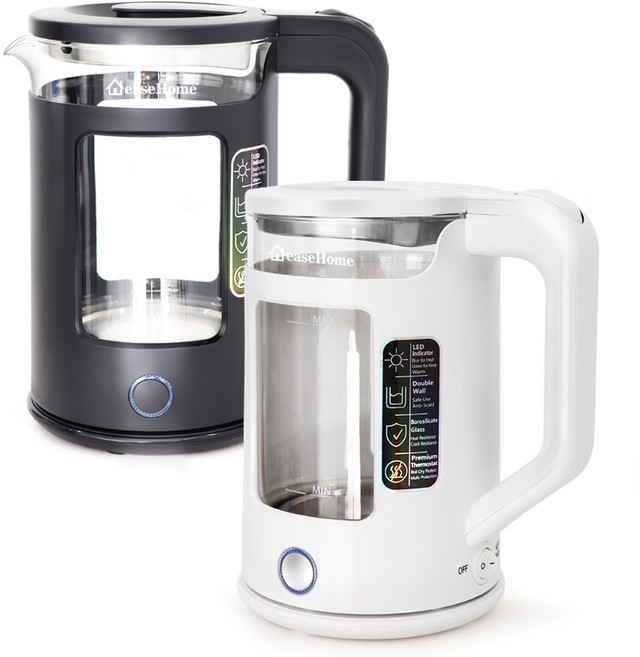 이즈홈 유리 보온 전기 포트 분유포트 Glass Electric Kettle (색상선택), 블랙