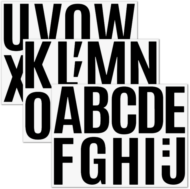 이음모음 방수 알파벳 스티커 대형 10cm, 1세트, 블랙