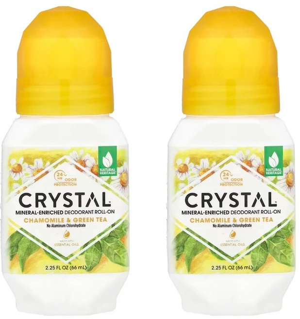 크리스탈 미네랄 데오드란트 롤온 66ml 2개 카모마일 그린티향 - 쿠팡