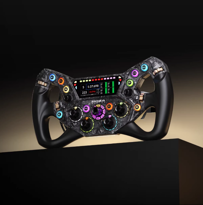 MOZA KS PRO 시뮬레이션레이싱 휠 게임핸 2.99인치스크린 1670만색회전표시등 탄소섬유 UI의표 트루펙트신상, 1개, 블랙, KS PRO모델