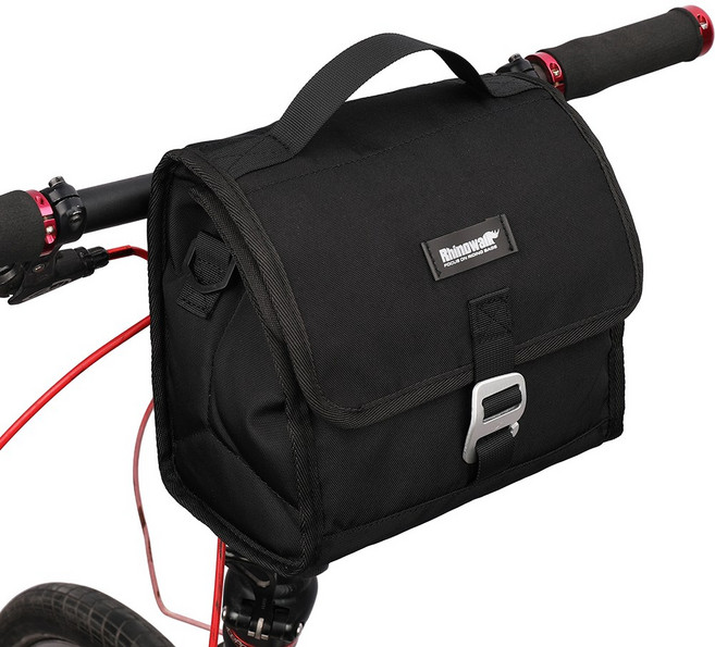 라이노워크 자전거 핸들가방 프론트백 핸들바 가방 RK9106, 블랙, 1개