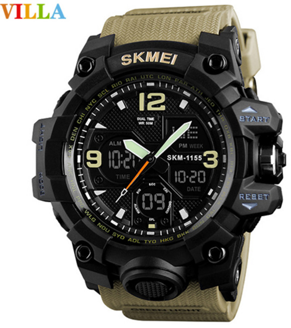 VILLA 남자 군인 군용 스포츠방수 손목시계 스포츠 런닝 마라톤 알람 전자 손목시계