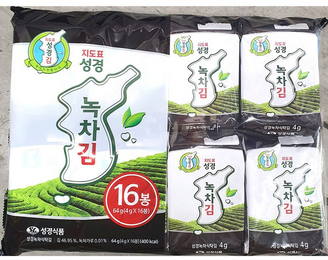 도시락김 (성경식품 녹차 4g x16단 64g), 1개, 64g