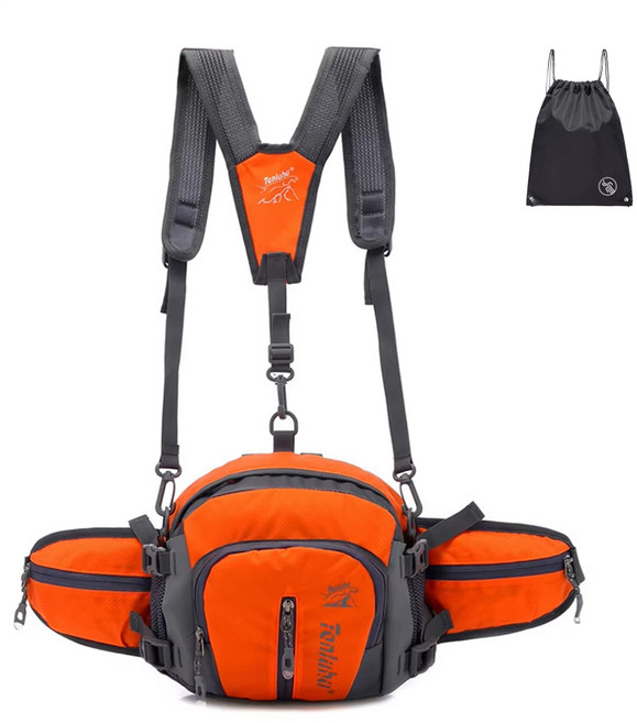벨오라 멀티 숄더 힙색 배낭형 스포츠레저 등산용가방 방수 아웃도어 허리가방+PGN짐쌕(블랙), ORANGE(오렌지)