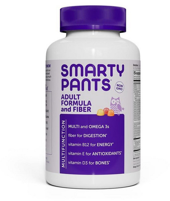 SMART 스마트yPANT 팬츠 바지S 바지 스마티팬츠 남성 및 여성용 섬유 보충제 멀티비타민: 비타민 D3 C B12 B6 A K 아연이 함유된 종합 젤리 오메가, 1개, 180정
