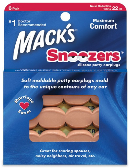 Macks 스누저 필로우 소프트 실리콘 이어플러그 귀마개, 1개, 6쌍