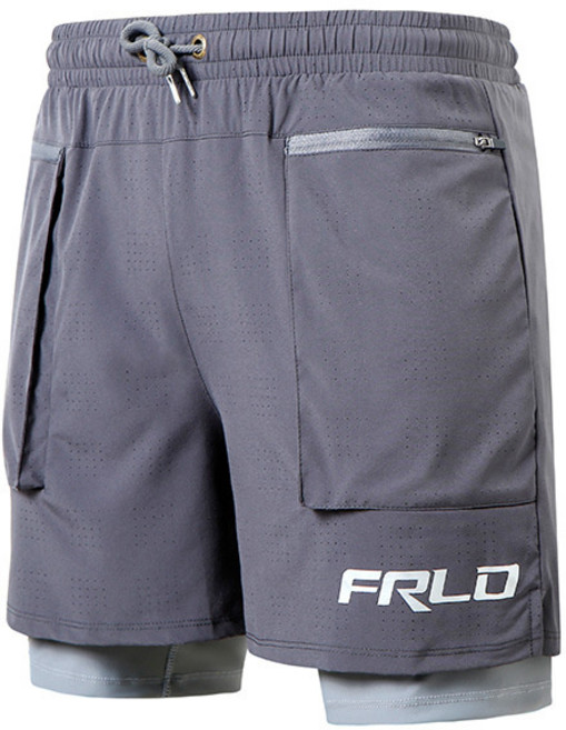 男士防尷尬速乾寬鬆彈性平角泳褲 純色大尺碼雙層五分沙灘褲