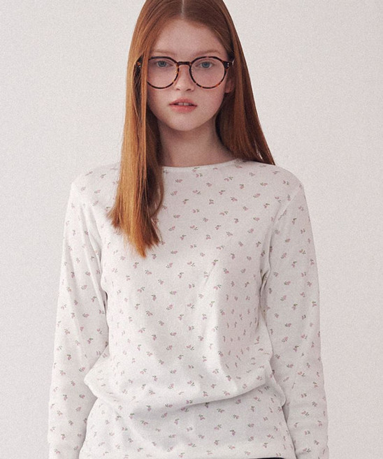 RONRON FLORAL LONG SLEEVE 아이보리 핑크 FLOWER