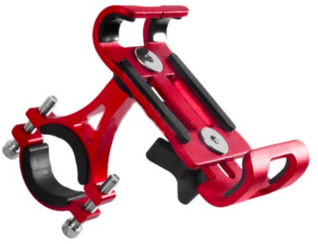 自行車機車通用手機架導航支架 鋁合金360度旋轉 紅色 適用3.5-6.5吋手機