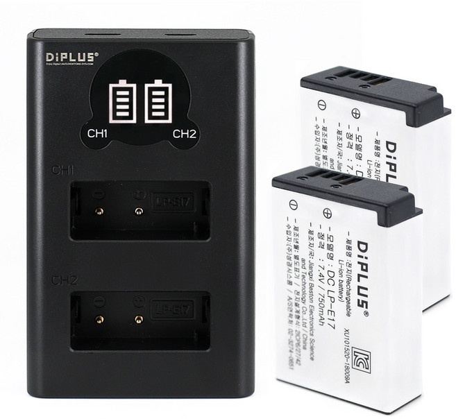 캐논 LP-E17 C타입 듀얼 LCD 충전기+배터리2 EOS R100 R50