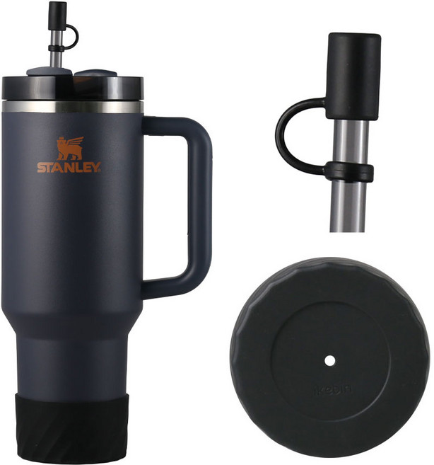 아이크빈 텀블러 바닥커버+빨대마개, 1세트, 블랙