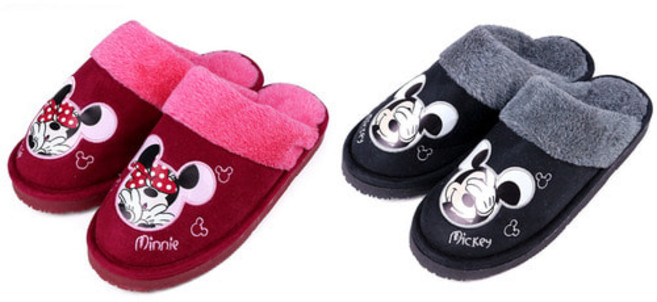디즈니 콤마 방한 슬리퍼 털실내화