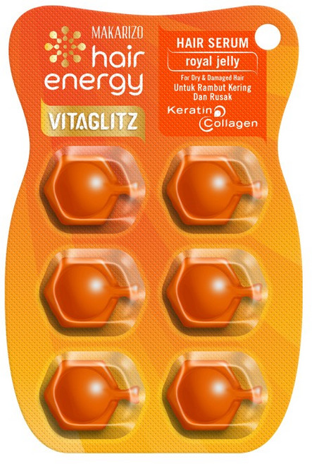마카리조 로얄젤리 비타글리츠 헤어비타민 캡슐 헤어에센스 모발윤기 케어 손상모 헤어세럼, 6개, 1ml