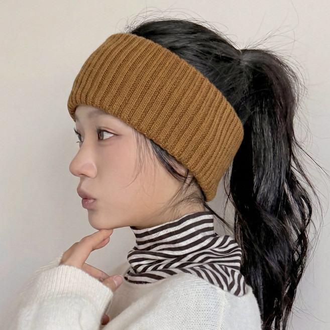 블루씨티 니트 베이직 와이드 반다나 헤어밴드