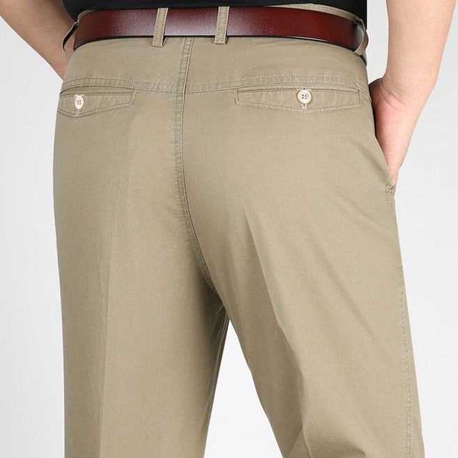 AOKADA 봄여름 얇은 순면 중장년 남성복 비즈니스 스트레이트 팬츠 정장 바지