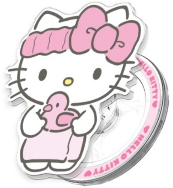 (정품)산리오 목욕 그립 투명 마그네틱 스마트톡+자석링(맥세이프 호환), 목욕_헬로키티, 1개