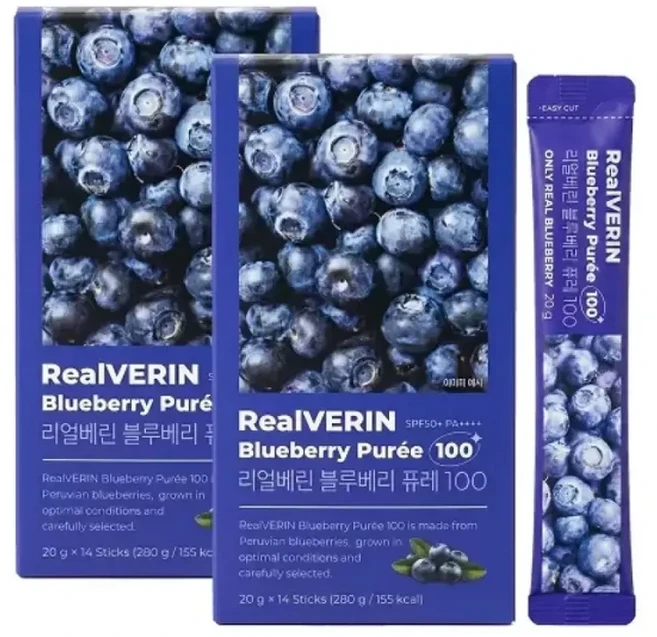 리얼베린 블루베리 퓨레 100 20gX14포X2박스, 20g, 1개