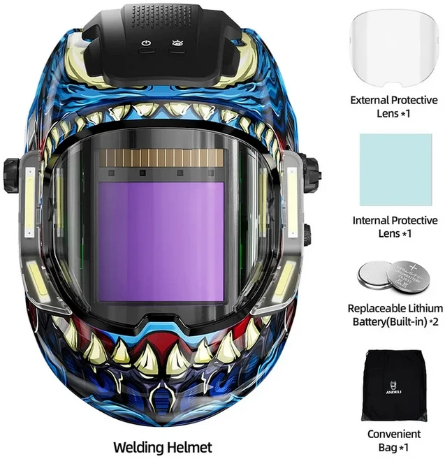 ANDELI 자동 어두워지는 용접 헬멧 대형 뷰 트루 컬러 마스크 4 아크 센서 1/1/1/2 컷 그라인드 영역, 06 DB LED PRO