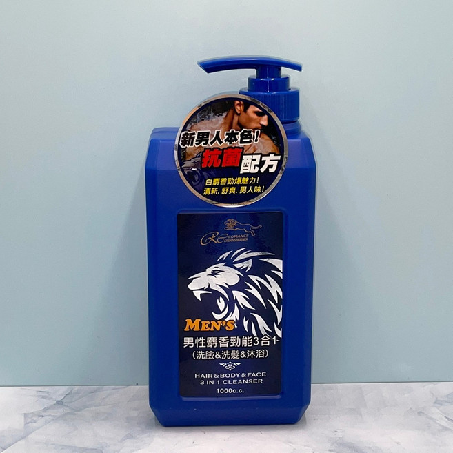 浪漫花語 男性3合1洗髮沐浴露 魅力勁涼 麝香勁能 1000ML, 1個, 麝香勁能1000ML