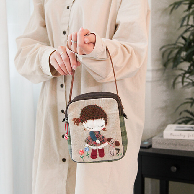 바이핸즈 마이펫 미니가방 DIY 퀼트 패키지 크로스백 만들기, 아이보리그린, 1개