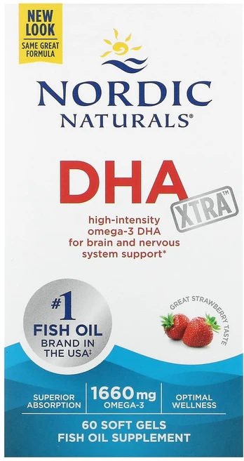 Nordic Naturals DHA Xtra 딸기 맛 소프트젤 60정, Nordic Naturals DHA Xtra 딸..., 1개 - 쿠팡