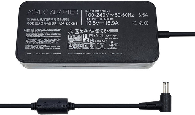 ASUS 20V 16.5A 330W 노트북용 전원 어댑터 충전기 케이블 외경 6.0mm 내경 3.7mm, 1개