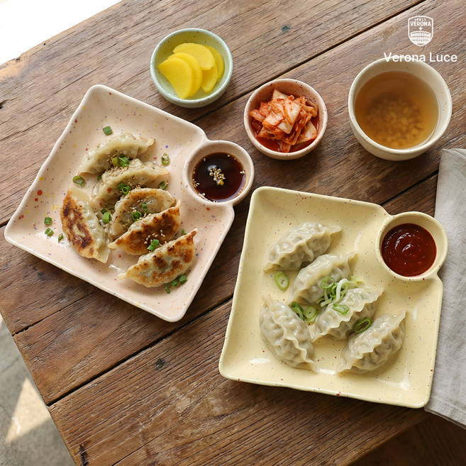 [파격사은품] LUCE 만두접시 회접시 초밥접시 2P 세트, 크림아이보리+옐로우, 1세트