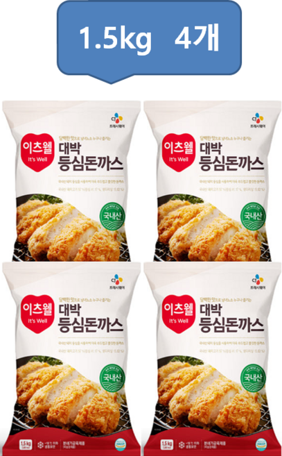 [패밀리푸드] CJ 이츠웰 등심대박돈까스 1.5kg 4개묶음