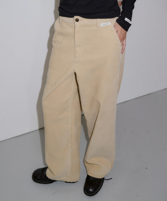 오버듀플레어 코듀로이 와이드 팬츠_베이지