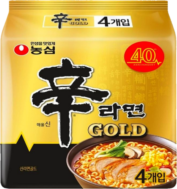 농심 신라면 골드 40주년 기념 치킨맛 봉지라면, 4개