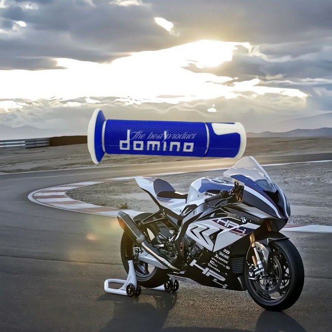Domino A010/A450 系列摩托車改裝通用手把膠, 1個, 藍底白字