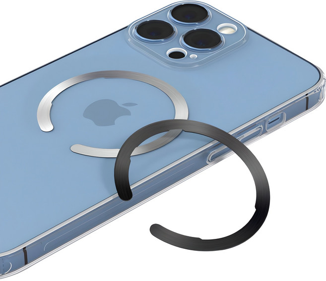 주파집 전기종 맥세이프 호환 M 플레이트 메탈 링 자석 스티커 2p 세트, 블랙, 실버, 1세트