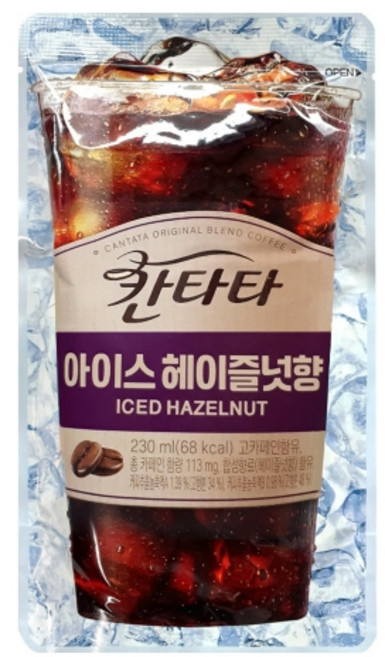 칸타타 아이스 헤이즐넛향 커피음료, 190ml, 10개